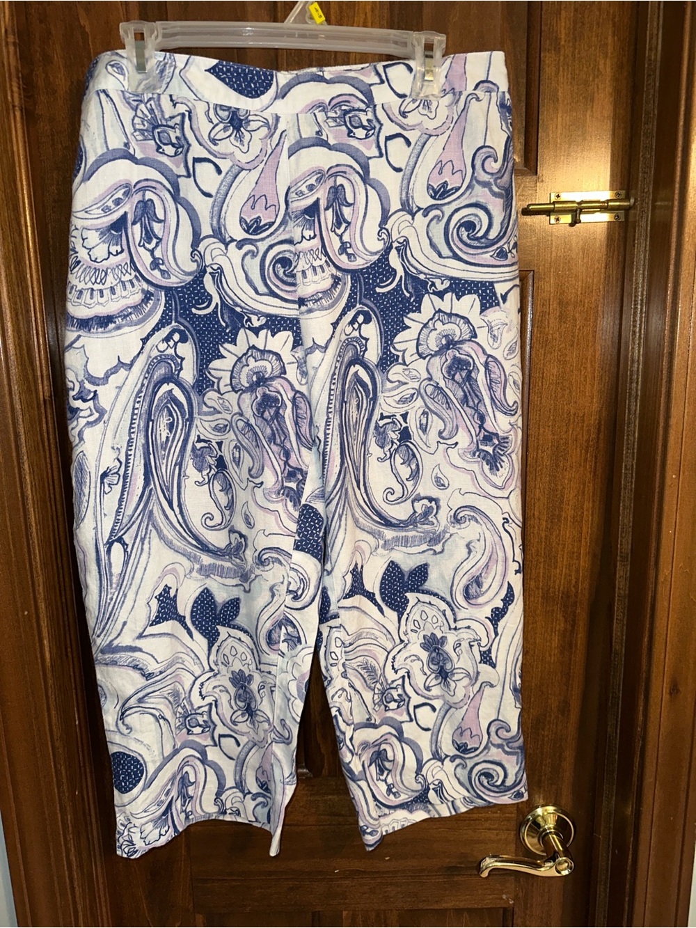 Chico's White and Blue Paisley Pants